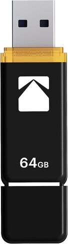 Kodak EKMMD64GK103 - USB Drive 3.2/3.1/3.0-64 GB - Classic Serie - K100 Model - Black mat casing with a Transparent Yellow Neck + a Cap in Kuwait