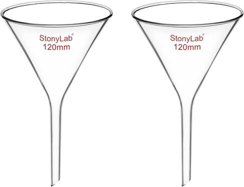 قمع زجاجي من stonylab، عبوة من قطعتين من زجاج البوروسيليكات ذو الجدار الثقيل، قمع تصفية جذعية قصيرة، أدوات زجاجية للمختبر، قطر 4.72 بوصة in Saudi Arabia