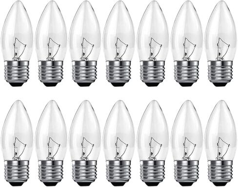 40W Equivalent Incandescent Torpedo Tip Chandelier with Crystal Clear Incandescent Light Bulbs Tip Light Bulb and Medium E26 Candelabra Base 14-Pack in Saudi Arabia