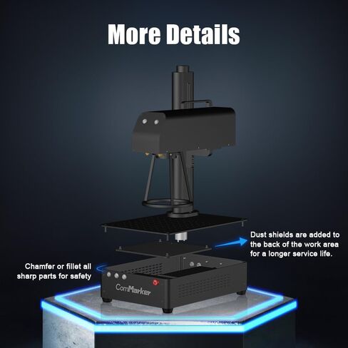 ComMarker B4 20W Fiber Laser Engraver، آلة النقش بالليزر المتوافقة مع LightBurn مع عدستين مختلفتين الحجم، 2 في 1 سطح المكتب وآلة وسم ألياف الليزر المحمولة للمجوهرات، الشظية، الذهب، البهلوانات in Kuwait