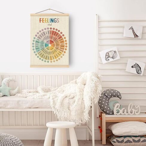 Boat Wades Mental Health Feelings Wheel Poster Hanger Frame, Feelings Emotions Chart Wall Art Hanging Banner Decor for Therapy Office School Counselor Office Calming Corner Classroom, 12x16 in Saudi Arabia