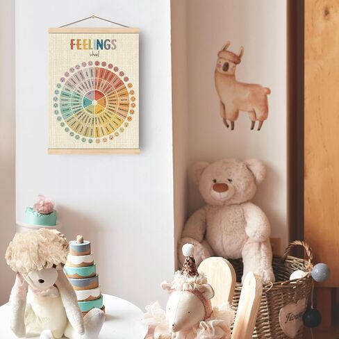 Boat Wades Mental Health Feelings Wheel Poster Hanger Frame, Feelings Emotions Chart Wall Art Hanging Banner Decor for Therapy Office School Counselor Office Calming Corner Classroom, 12x16 in Saudi Arabia
