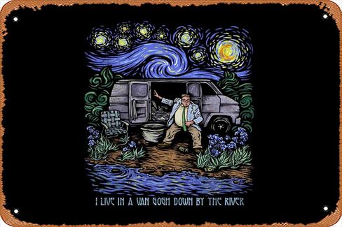 Zuhhgii الرجعية القصدير علامة فان جوخ أسفل النهر خمر مضحك الجدة علامات معدنية رجل الكهف علامات روح الدعابة أفلام الموسيقى بار الفن ملصق الرجعية طباعة جدار ديكور المرآب الهدايا 12x8 بوصة in Kuwait