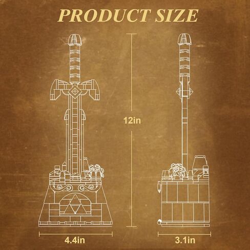 Taojiyuan Decayed Master Sword Building Blocks,BOTW Broken Master Sword Building Set with Display Stand Link Sword and Shield for Game Fans Decorations Birthday Gift (346pcs) in Kuwait