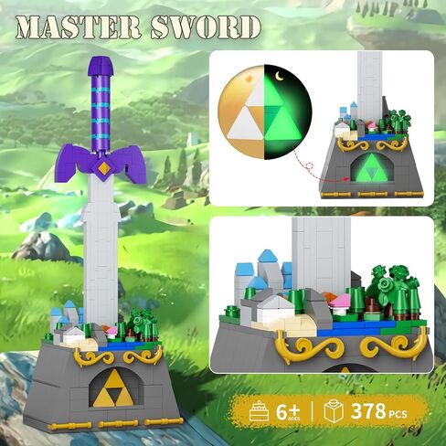 Taojiyuan Decayed Master Sword Building Blocks,BOTW Broken Master Sword Building Set with Display Stand Link Sword and Shield for Game Fans Decorations Birthday Gift (346pcs) in Kuwait