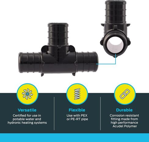 SharkBite 1/2 Inch Poly Crimp Tee, Pack of 25, PEX Pipe, PE-RT, UP362 in Saudi Arabia