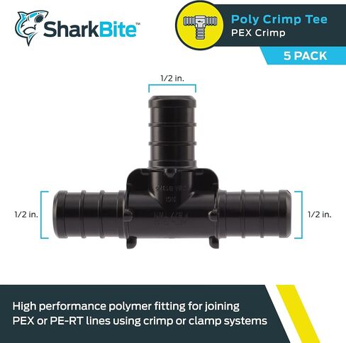 تيشيرت مجعد من البوليستر مقاس 1/2 بوصة من SharkBite، عبوة من 25 قطعة، أنبوب PEX، PE-RT، UP362 in Saudi Arabia