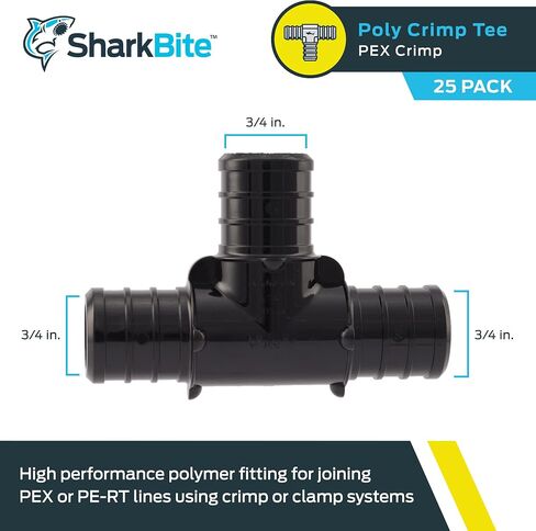 SharkBite 1/2 Inch Poly Crimp Tee, Pack of 25, PEX Pipe, PE-RT, UP362 in Saudi Arabia