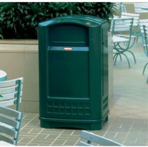 Rubbermaid Commercial Products Plaza Trash Can with Swing Doors, 50-Gallon, Beige, Large Outdoor Wastebasket for Stadiums/Malls/Airports/Office Buildings/Schools in Saudi Arabia