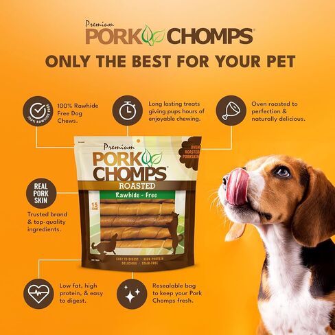Pork Chomps Roasted Pork Skin Dog Chews, 6-inch Twists, 4 Count in Kuwait