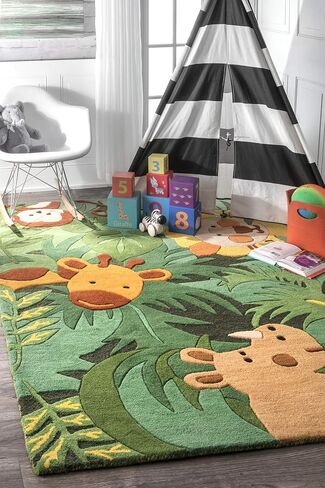 nuLOOM Hand Tufted King of the Jungle Runner Rug, 2' 6" x 8', Green in Saudi Arabia