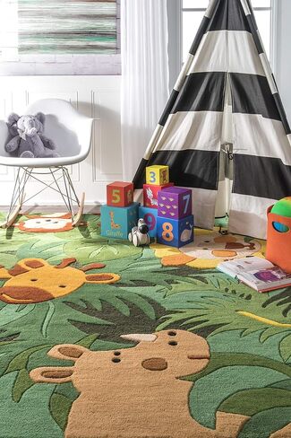 nuLOOM Hand Tufted King of the Jungle Runner Rug, 2' 6" x 8', Green in Saudi Arabia