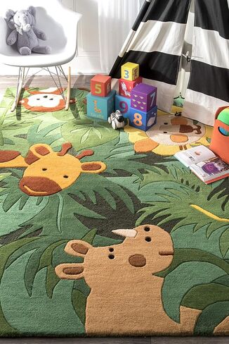 nuLOOM Hand Tufted King of the Jungle Runner Rug, 2' 6" x 8', Green in Saudi Arabia