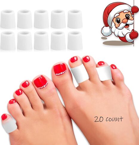 Silicone Toe Protectors, Toe Cushion Sleeves, Corn Pads for Pinky Toe | Toe Cover Caps with Aloe Vera Essential Oils Against Shoe Pressure and Friction - 20 Count in Saudi Arabia