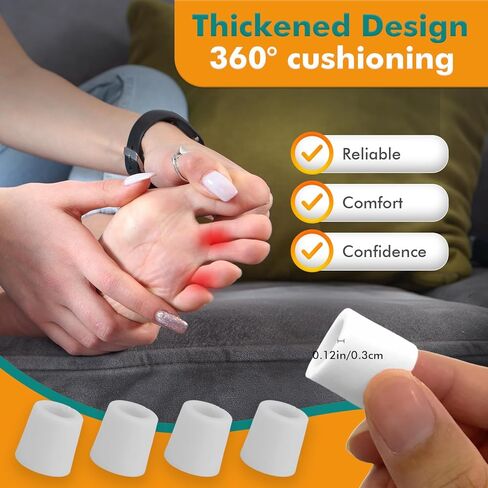 Silicone Toe Protectors, Toe Cushion Sleeves, Corn Pads for Pinky Toe | Toe Cover Caps with Aloe Vera Essential Oils Against Shoe Pressure and Friction - 20 Count in Saudi Arabia