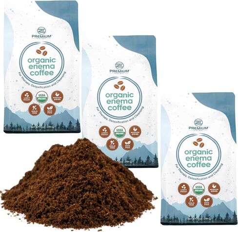 PE Premium Enema Organic Coffee for Enemas (1LB) Light Roast, Medium Ground. Ideal for Liver Cleansing, Colon Cleansing, Gerson Coffee Enemas (3 Pack) in Saudi Arabia