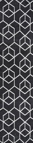 JONATHAN Y SEU101A-8 Tumbling Blocks Modern Geometric Indoor Area-Rug Contemporary Casual Easy-Cleaning Bedroom Kitchen Living Room Non Shedding, 8 X 10, Black/White in Saudi Arabia