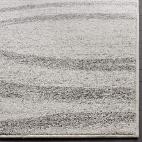 SAFAVIEH Adirondack Collection Area Rug - 6' Square, Cream & Grey, Modern Wave Distressed Design, Non-Shedding & Easy Care, Ideal for High Traffic Areas in Living Room, Bedroom (ADR125C) in Saudi Arabia
