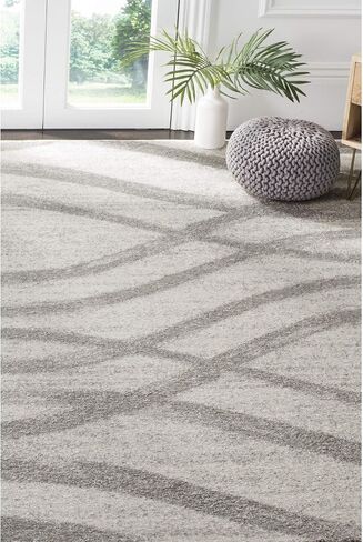 SAFAVIEH Adirondack Collection Area Rug - 6' Square, Cream & Grey, Modern Wave Distressed Design, Non-Shedding & Easy Care, Ideal for High Traffic Areas in Living Room, Bedroom (ADR125C) in Saudi Arabia