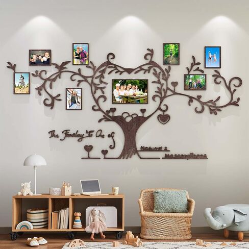 ديكورسمارت الحب شجرة العائلة إطار الصورة الكولاج القابل للإزالة ثلاثية الأبعاد لتقوم بها بنفسك الخشب ملصقات ديكور الحائط مع اقتباس ملهم لغرفة المعيشة in Saudi Arabia