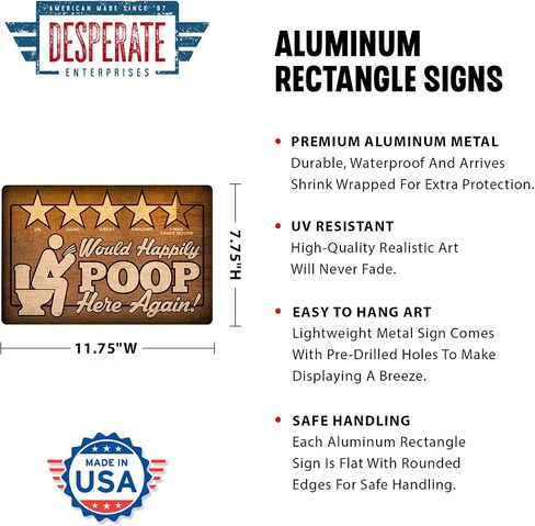 Desperate Enterprises Hot Tub Rules Aluminum Sign - Nostalgic Vintage Metal Wall Décor - Made in USA in Saudi Arabia
