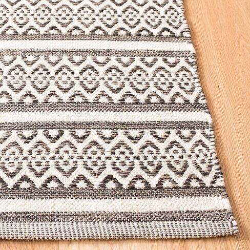 SAFAVIEH Montauk Collection Runner Rug - 2'3" x 8', Ivory & Black, Handmade Flat Weave Boho Farmhouse Cotton, Ideal for High Traffic Areas in Living Room, Bedroom (MTK341D) in Saudi Arabia