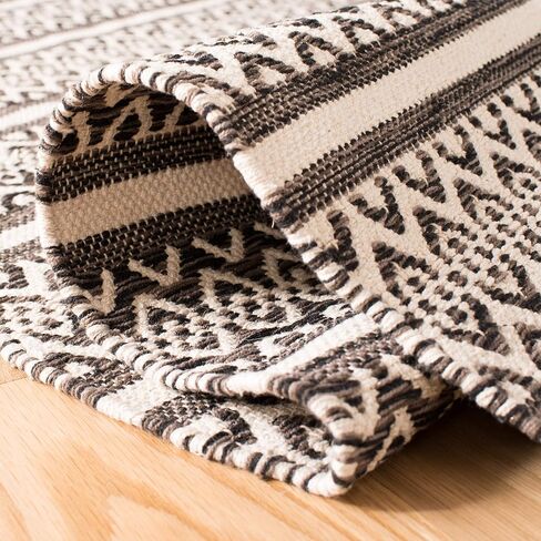 SAFAVIEH Montauk Collection Runner Rug - 2'3" x 8', Ivory & Black, Handmade Flat Weave Boho Farmhouse Cotton, Ideal for High Traffic Areas in Living Room, Bedroom (MTK341D) in Saudi Arabia