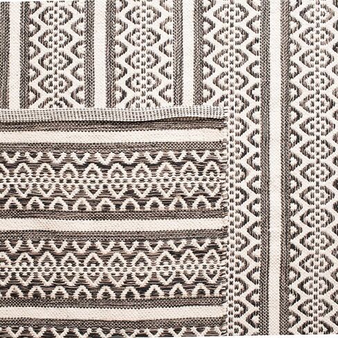 SAFAVIEH Montauk Collection Runner Rug - 2'3" x 8', Ivory & Black, Handmade Flat Weave Boho Farmhouse Cotton, Ideal for High Traffic Areas in Living Room, Bedroom (MTK341D) in Saudi Arabia