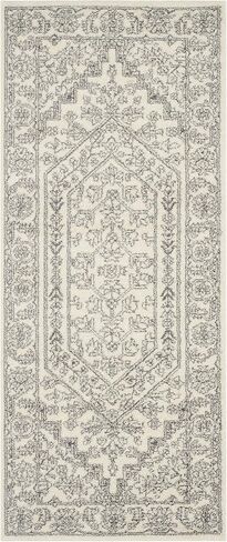 SAFAVIEH Adirondack Collection Runner Rug - 2'6" x 18', Ivory & Silver, Oriental Medallion Design, Non-Shedding & Easy Care, Ideal for High Traffic Areas in Living Room, Bedroom (ADR108B) in Saudi Arabia