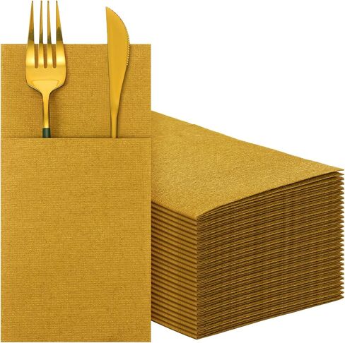 75 Pieces Paper Linen Napkins, Disposable Airlaid Paper Napkins Prefolded Dinner Napkins with Built in Flatware Pocket for Silverware Valentine Wedding Party Christmas Day (Sage Green) in Saudi Arabia
