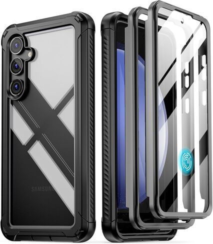 Poetic Guardian Case for Samsung Galaxy S24 FE 5G [20 FT Mil-Grade Drop Tested], Built-in Screen Protector [Work with Fingerprint ID], Full-Body Rugged Shockproof Protective Cover Case, Black/Clear in Kuwait