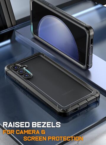Poetic Guardian Case for Samsung Galaxy S24 FE 5G [20 FT Mil-Grade Drop Tested], Built-in Screen Protector [Work with Fingerprint ID], Full-Body Rugged Shockproof Protective Cover Case, Black/Clear in Kuwait