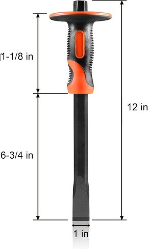 Mason Chisel With Hand Guard, 12 inches (30 cm) Heavy Duty Flat End Rock Concrete Mortar Stone Chisel for Demolishing Carving Scaling Breaking Hounding in Saudi Arabia