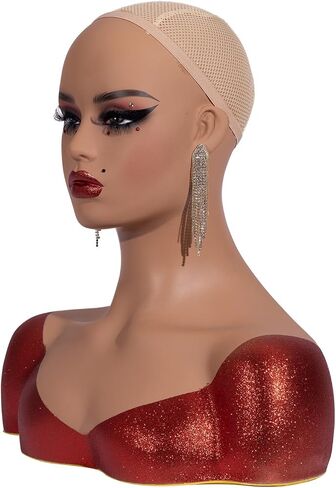 J&F CO. Realistic Europe and America Female Mannequin Head With Shoulder Display Manikin Heads Bust for Wigs,Makeup,Beauty Accessories in Kuwait