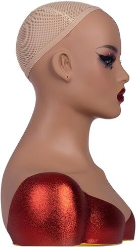 J&F CO. Realistic Europe and America Female Mannequin Head With Shoulder Display Manikin Heads Bust for Wigs,Makeup,Beauty Accessories in Kuwait