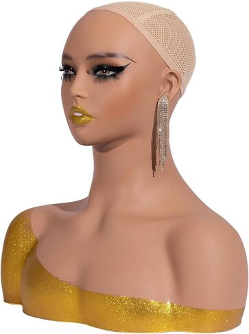 J&F CO. Realistic Europe and America Female Mannequin Head With Shoulder Display Manikin Heads Bust for Wigs,Makeup,Beauty Accessories in Kuwait