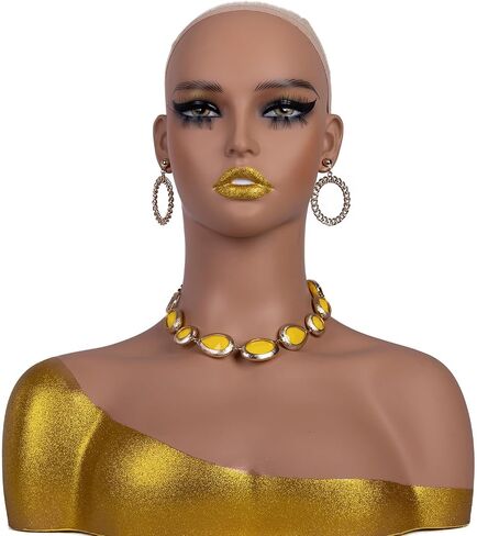 J&F CO. Realistic Europe and America Female Mannequin Head With Shoulder Display Manikin Heads Bust for Wigs,Makeup,Beauty Accessories in Kuwait