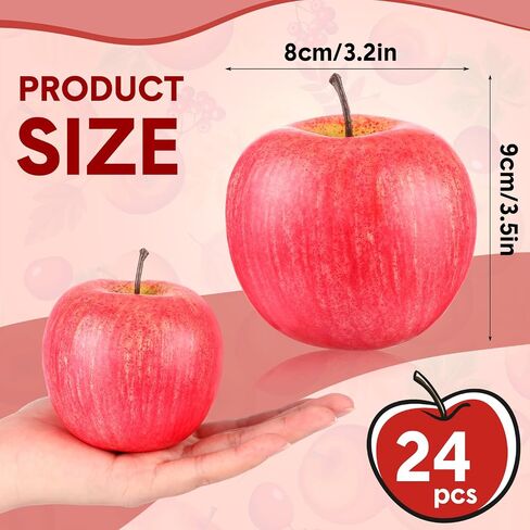 Yunlly 24 Pcs Fake Fruit Artificial Apples Realistic Artificial Fruits Lifelike Decorative Fake Apples Simulation Faux Apples Apple Decor for Home Kitchen Table Basket Decoration (Stylish) in Saudi Arabia