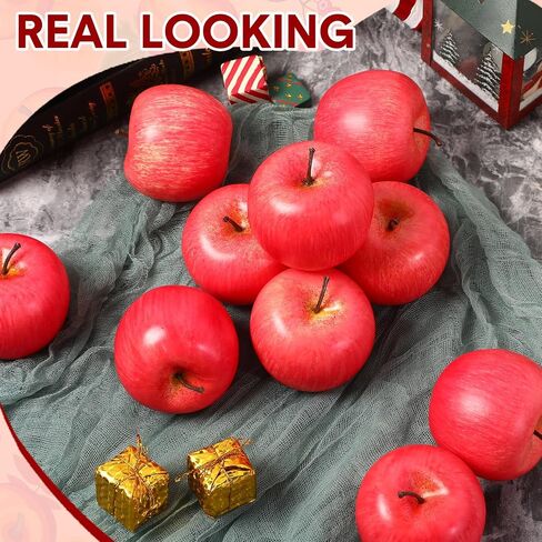 Yunlly 24 Pcs Fake Fruit Artificial Apples Realistic Artificial Fruits Lifelike Decorative Fake Apples Simulation Faux Apples Apple Decor for Home Kitchen Table Basket Decoration (Stylish) in Saudi Arabia