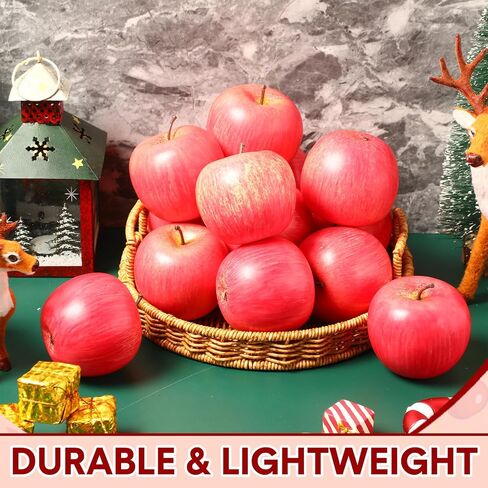 Yunlly 24 Pcs Fake Fruit Artificial Apples Realistic Artificial Fruits Lifelike Decorative Fake Apples Simulation Faux Apples Apple Decor for Home Kitchen Table Basket Decoration (Stylish) in Saudi Arabia