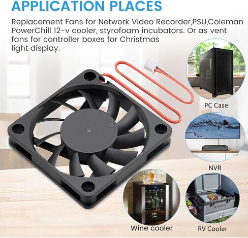 Wathai 60 مللي متر x 10 مللي متر حافظة كمبيوتر مراوح 12 فولت كرة مزدوجة 2Pin عالية الأداء استبدال مروحة لتقوم بها بنفسك مشروع Exaust التبريد in Kuwait
