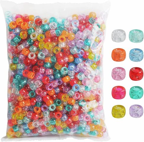 Pony Beads 3600 Pcs 6x9mm Multi-Colored Plastic Craft Beads Set, Bulk Rainbow Hair Beads 24 Assorted Colors for DIY Crafting Jewelry Making Kandi Bracelets in Kuwait