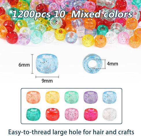 Pony Beads 3600 Pcs 6x9mm Multi-Colored Plastic Craft Beads Set, Bulk Rainbow Hair Beads 24 Assorted Colors for DIY Crafting Jewelry Making Kandi Bracelets in Kuwait