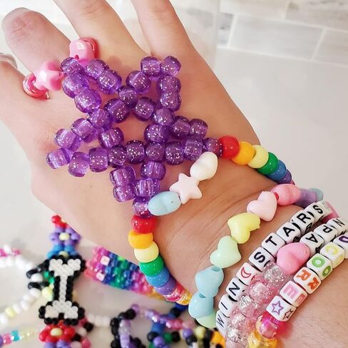 Pony Beads 3600 Pcs 6x9mm Multi-Colored Plastic Craft Beads Set, Bulk Rainbow Hair Beads 24 Assorted Colors for DIY Crafting Jewelry Making Kandi Bracelets in Kuwait