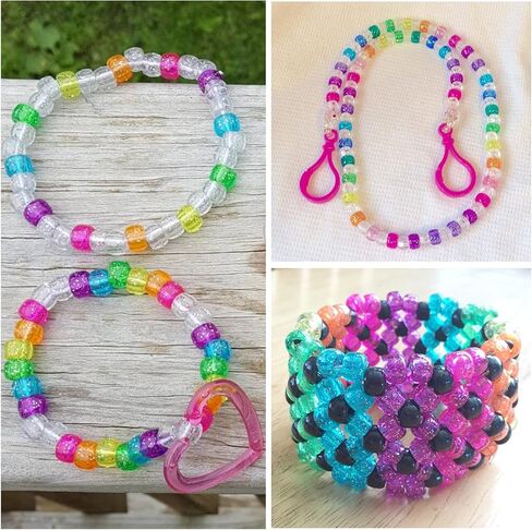 Pony Beads 3600 Pcs 6x9mm Multi-Colored Plastic Craft Beads Set, Bulk Rainbow Hair Beads 24 Assorted Colors for DIY Crafting Jewelry Making Kandi Bracelets in Kuwait