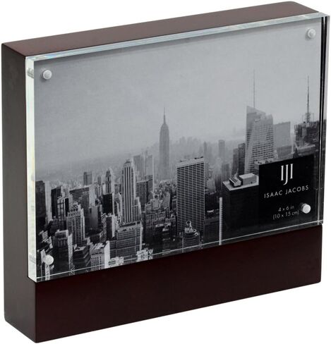 Isaac Jacobs 4" x 6" Black Wood Block Acrylic Picture Frame, Magnetic Photo Frame, Made For Tabletop Display (4" x 6" Black) in Saudi Arabia