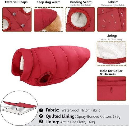 ASENKU Dog Winter Coat Dog Fleece Puffer Jacket for Small Medium Large Dogs in Kuwait
