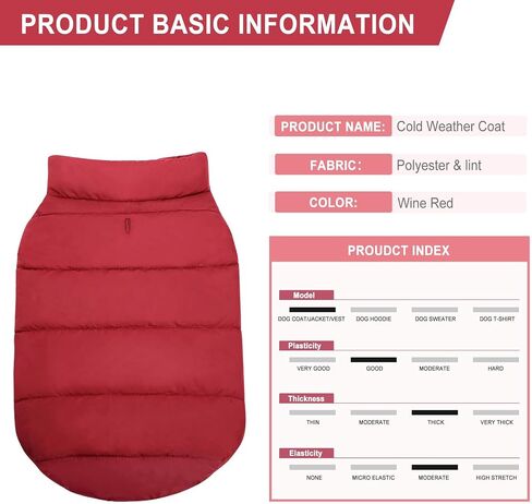 ASENKU Dog Winter Coat Dog Fleece Puffer Jacket for Small Medium Large Dogs in Kuwait