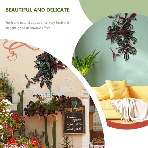 Wandering Jew Plant Artificial Hanging Plants Fake Vines: Artificial Hanging Leaves Plastic Greenery Garland for Home Wedding Garden Decoration Wandering Jew Live Plant in Saudi Arabia