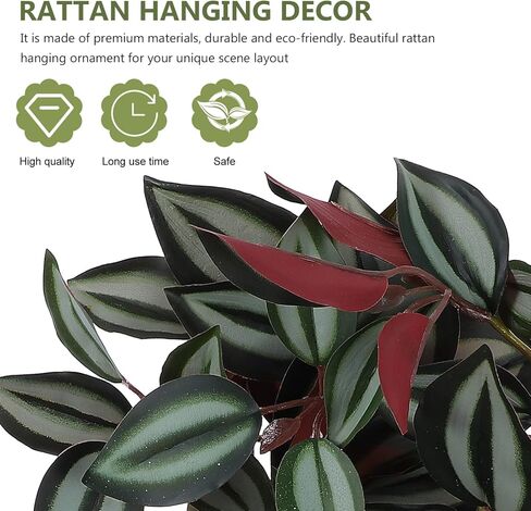 Wandering Jew Plant Artificial Hanging Plants Fake Vines: Artificial Hanging Leaves Plastic Greenery Garland for Home Wedding Garden Decoration Wandering Jew Live Plant in Saudi Arabia